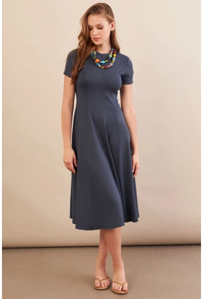 Kadın İndigo Midi Çan Elbise DMR461