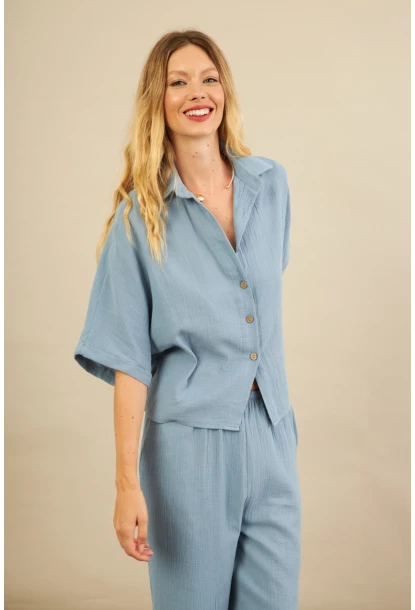 Kadın İndigo Müslin Gömlek BTY101