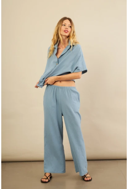 Kadın İndigo Müslin Pantolon BTY102