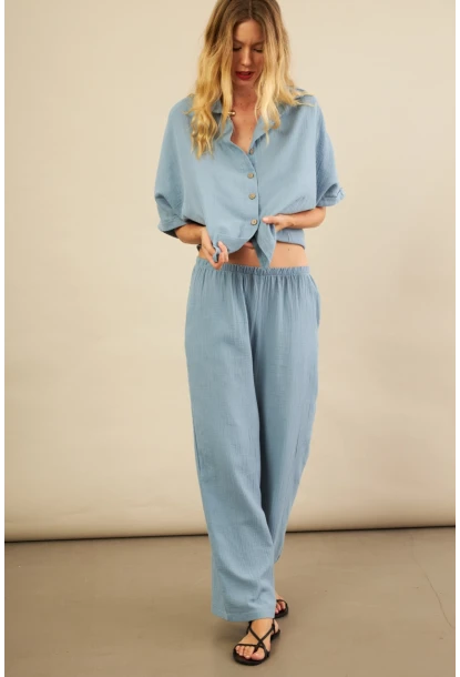 Kadın İndigo Müslin Pantolon BTY102