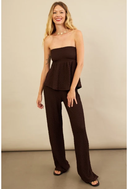 Kadın Kahverengi Bubble Alt Üst Takım FLU337