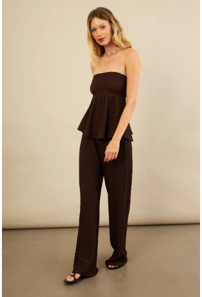 Kadın Kahverengi Bubble Alt Üst Takım FLU337