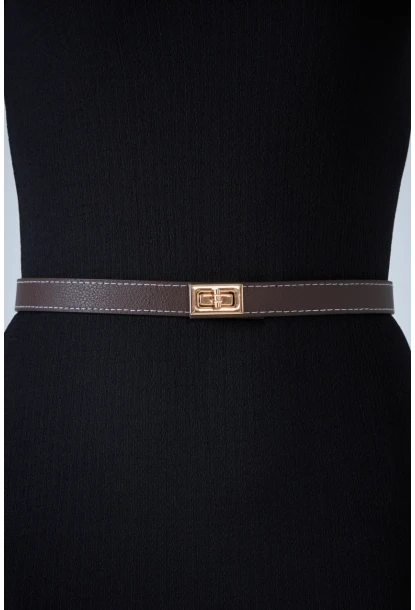 Kadın Kahverengi Kilit Tokalı Kemer VEA080