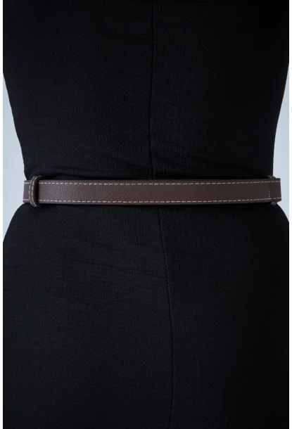 Kadın Kahverengi Kilit Tokalı Kemer VEA080