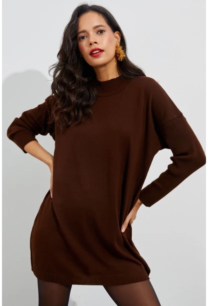 Kadın Kahverengi Triko Tunik YV110