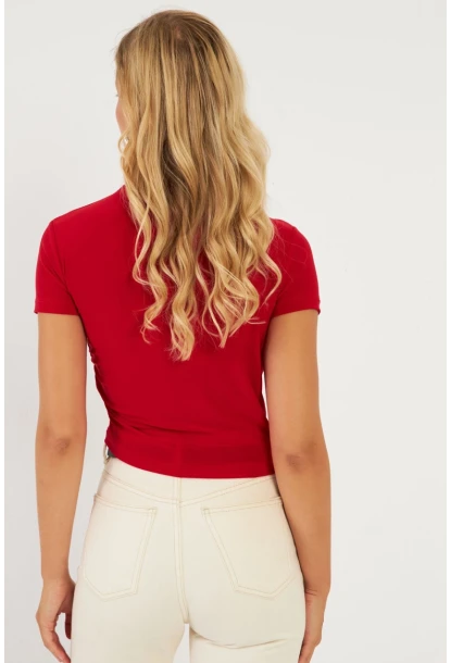 Kadın Kırmızı Büzgülü Bluz LPP1287