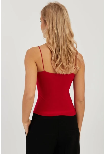 Kadın Kırmızı İp Askılı Bluz GÇ154