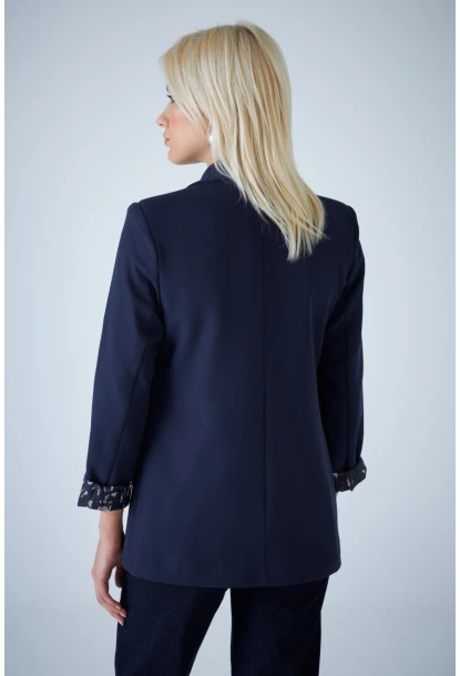Kadın Lacivert Astarı Desenli Blazer Ceket BES3049