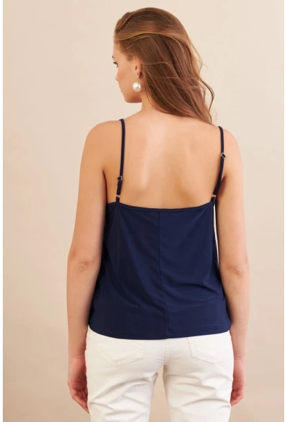 Kadın Lacivert Degaje Yaka Bluz LPP1286-90