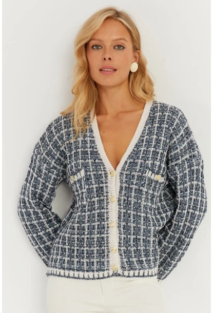 Kadın Lacivert Düğme Detaylı Hırka MİW4461