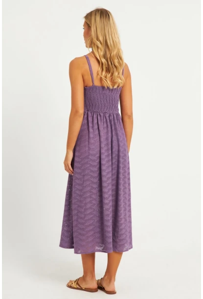 Kadın Lila Astarlı Brode Midi Elbise TW70102-90