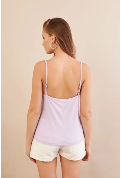 Kadın Lila Degaje Yaka Bluz LPP1286-90