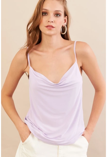 Kadın Lila Degaje Yaka Bluz LPP1286-90