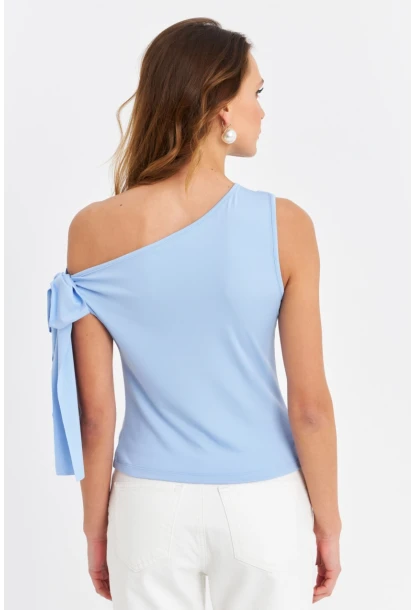 Kadın Mavi Bağlama Detaylı Bluz TF50