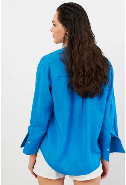 Kadın Mavi Basic Gömlek SOL3664