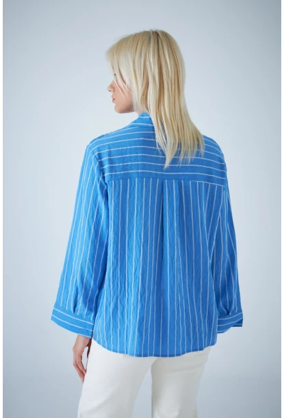 Kadın Mavi Çizgili Gömlek ELN602
