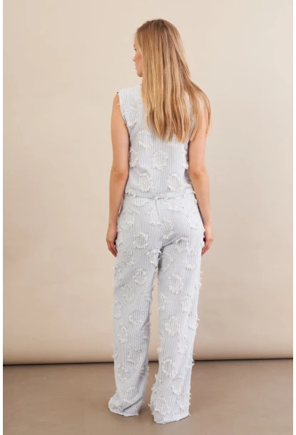 Kadın Mavi Çizgili Püsküllü Alt Üst Takım MOD2517