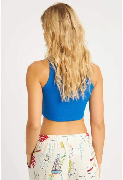 Kadın Mavi Crop Bluz YLE610
