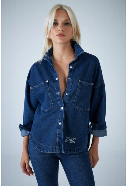 Kadın Mavi Denim Gömlek TSS101