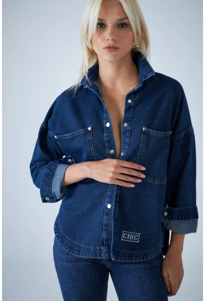 Kadın Mavi Denim Gömlek TSS101