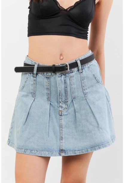 Kadın Mavi Denim Mini Etek TUR1000