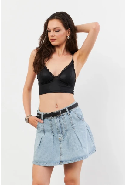 Kadın Mavi Denim Mini Etek TUR1000