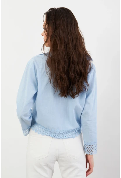Kadın Mavi Güpürlü Gömlek MPC030
