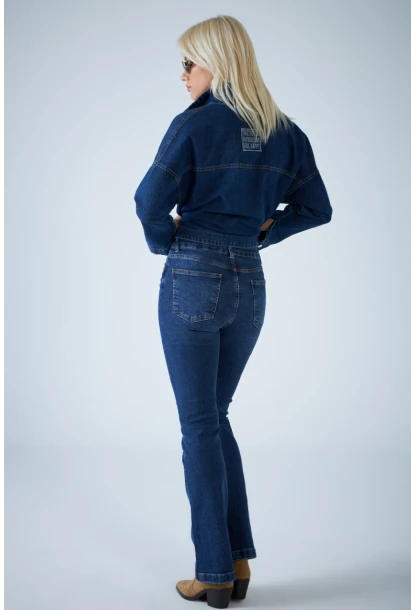 Kadın Mavi Orta Bel İspanyol Paça Jean TSS2023-1