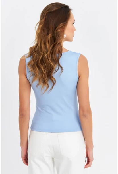 Kadın Mavi Kare Yaka Bluz TF64