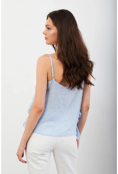 Kadın Mavi Krinkıl Bluz SOL1504