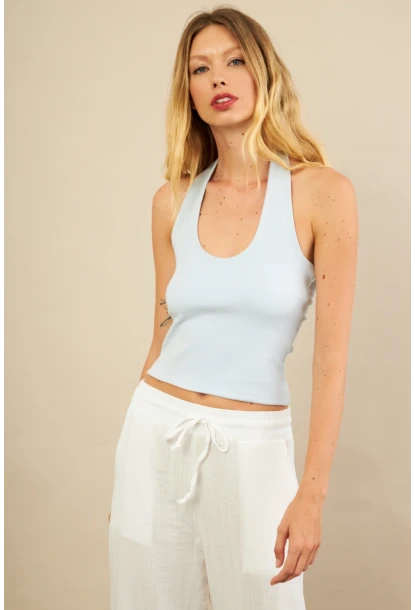 Kadın Mavi Sırtı Açık Bluz LPP1244-90