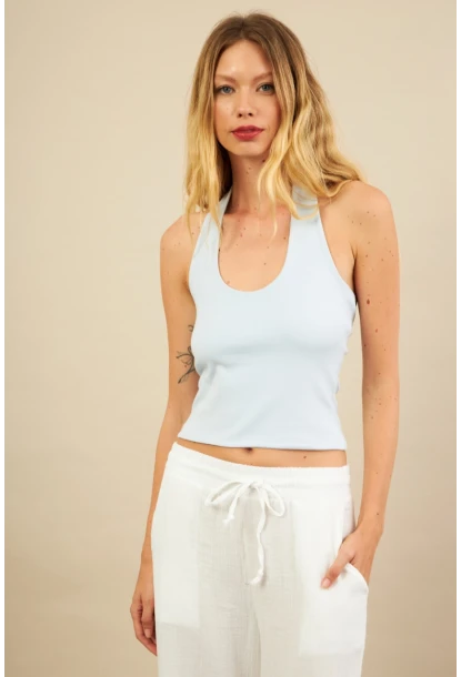 Kadın Mavi Sırtı Açık Bluz LPP1244-90