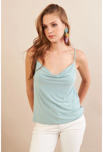 Kadın Mint Degaje Yaka Bluz LPP1286-90