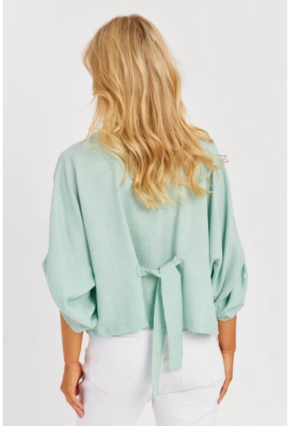Kadın Mint Yarasa Kol Kısa Gömlek GÇ160