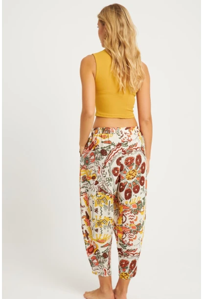 Kadın Multi Desenli Keten Şalvar Pantolon K1253