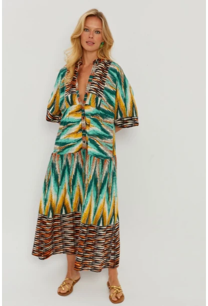 Kadın Multi Desenli Salaş Maxi Elbise GÇ166