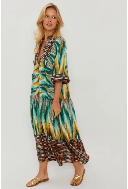 Kadın Multi Desenli Salaş Maxi Elbise GÇ166