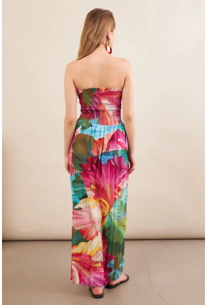 Kadın Multi Straplez Pilise Uzun Elbise MSİ100