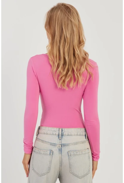 Kadın Pembe Dekolteli Çıtçıtlı Body MEN2026