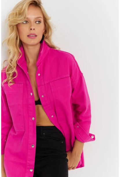 Kadın Pembe Denim Ceket İS1079