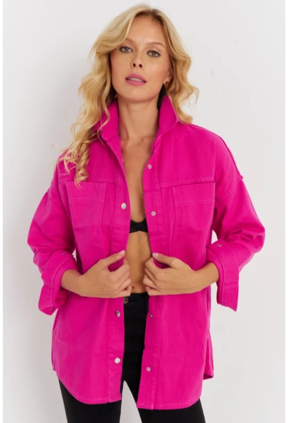 Kadın Pembe Denim Ceket İS1079