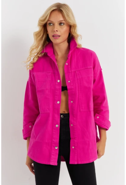 Kadın Pembe Denim Ceket İS1079