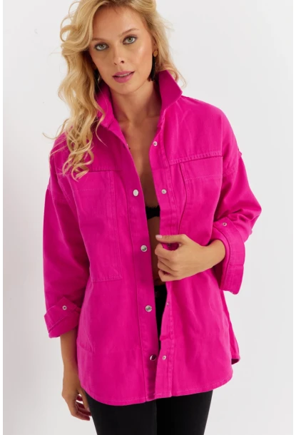 Kadın Pembe Denim Ceket İS1079