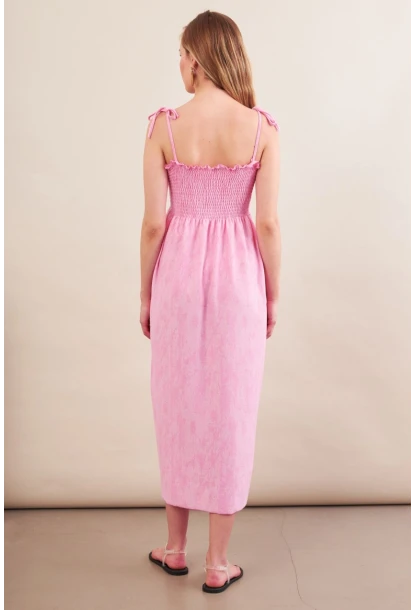 Kadın Pembe Gipeli Midi Plaj Elbisesi OR501