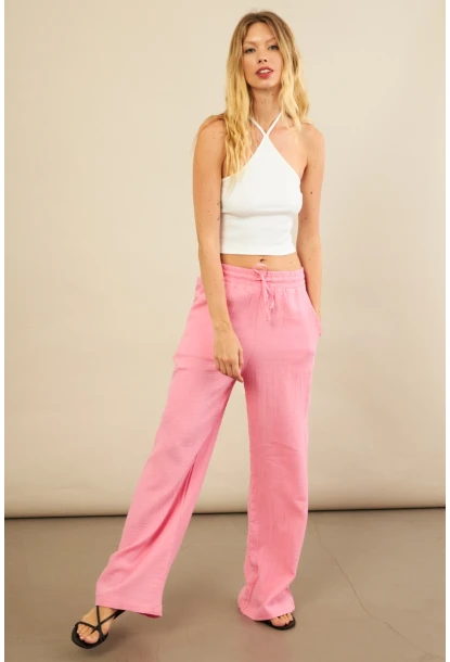 Kadın Pembe Müslin Pantolon FRO1004