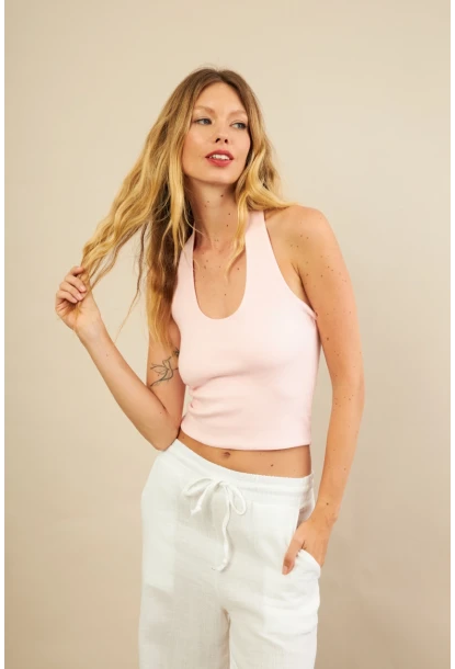 Kadın Pembe Sırtı Açık Bluz LPP1244-90