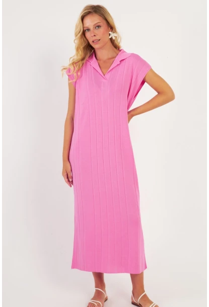 Kadın Pembe Triko Midi Elbise KZ3238