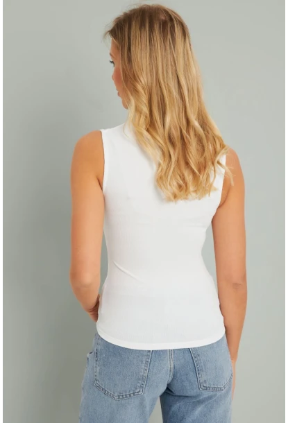 Kadın Pencereli Bluz Beyaz AYD275