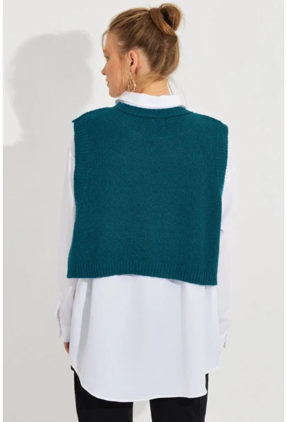 Kadın Petrol Yanları Bağlamalı Süveter YV210