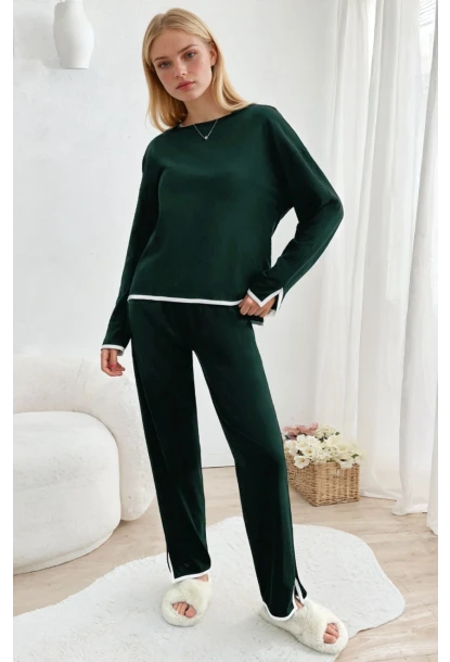 Kadın Relax Fit Süprem Pijama Takım Yeşil